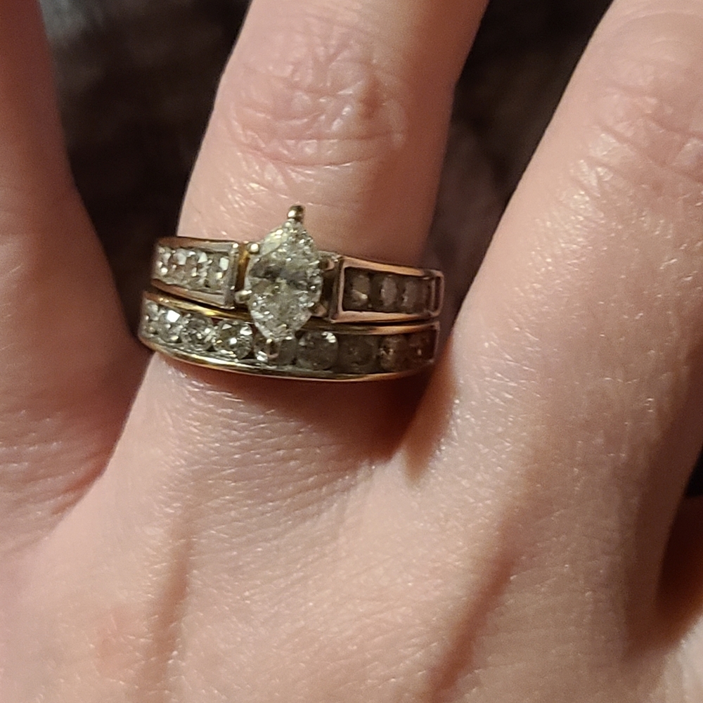 14k YG genuine diamond wedding set - Picture 9 of 11